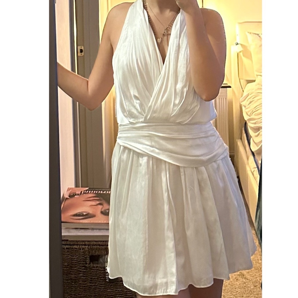 White satin dress. Size small worn once